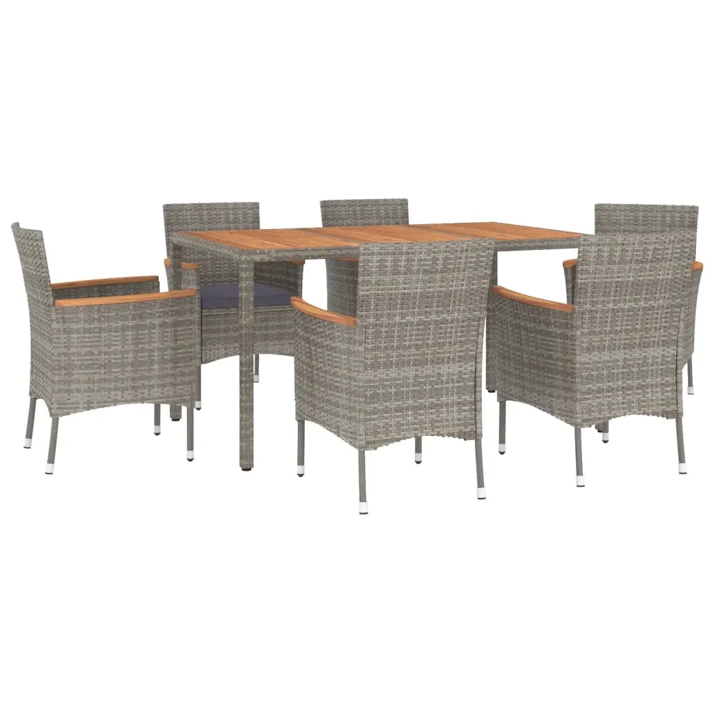 Set da Pranzo da Giardino 7 pz con Cuscini in Polyrattan Grigio 3187367
