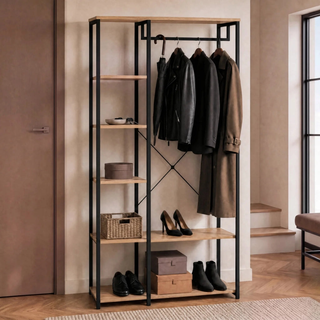IDMarket - Armadio con ripiani L. 90 cm DETROIT industrial design