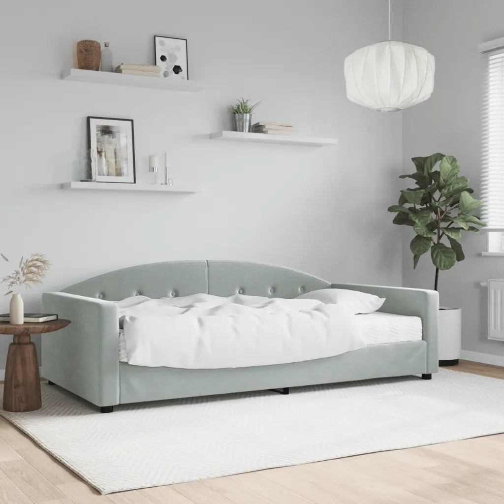 Divano Letto con Materasso-Sofa Letto-Daybed Grigio Chiaro 100x200 cm in Velluto 886098