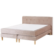 Letto Beige Velluto Tappezzeria 160 x 200 cm Continentale Con Materasso Testiera Box Molle
