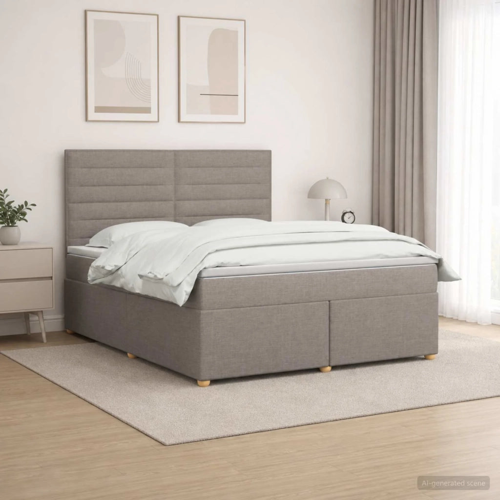 Letto box spring con materasso Tortora 140 x 200 cm Tessuto 3455361