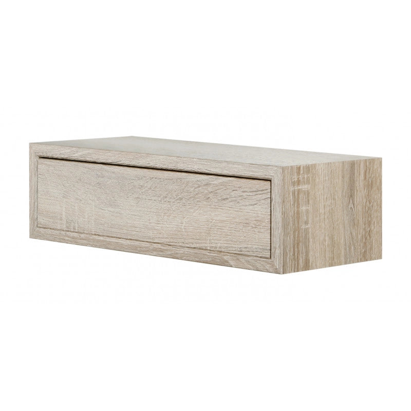 Mensola da Muro Lego con Cassetto, Comodino Sospeso, Mensola da Parete, 45x13.4 p20 cm, Rovere Sagerau - Made in Italy
