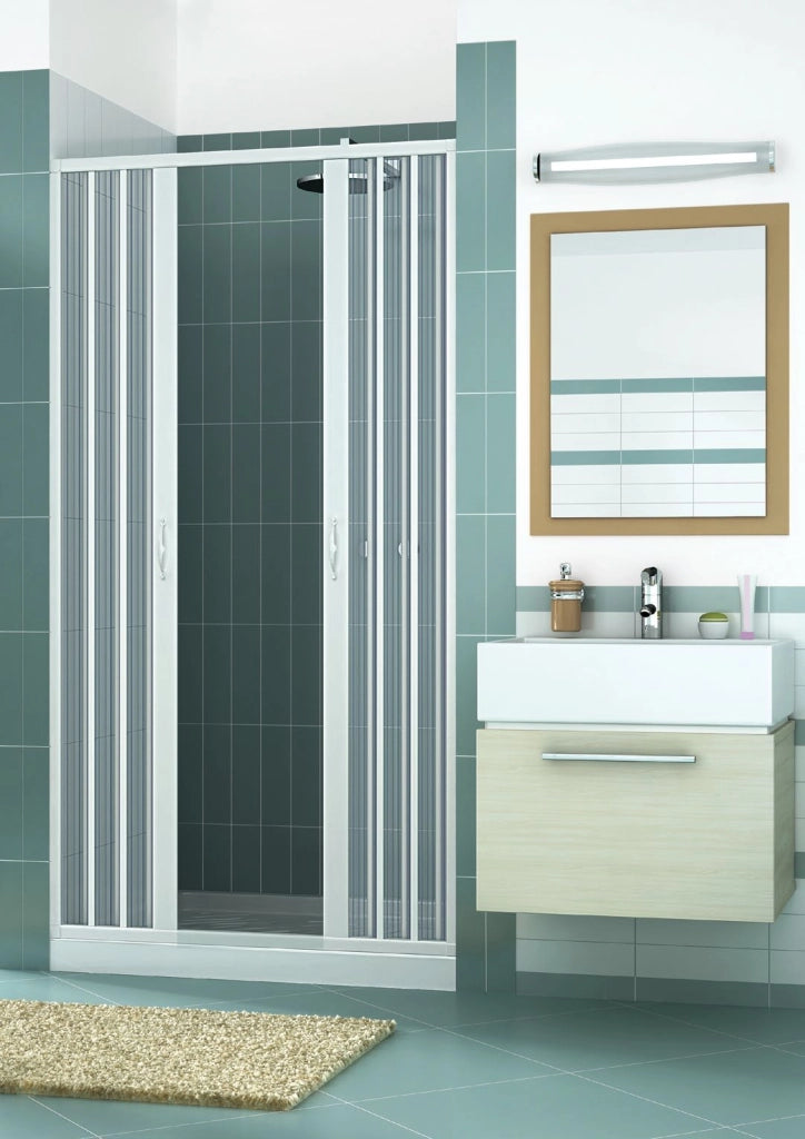 Porta doccia apertura centrale a soffietto in pvc h.185cm Doliso Legrese Bianco,190 cm