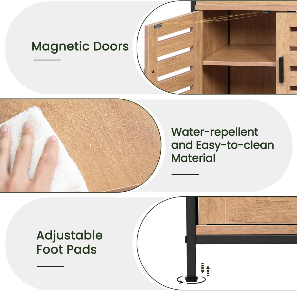 Mobiletto, Mobile Lavabo, Mobile Bagno, con 1 Cassetto Grande, 2 Ante a Ribalta, Ripiano Regolabile, MDF, 60x30x60cm, Rovere Chiaro