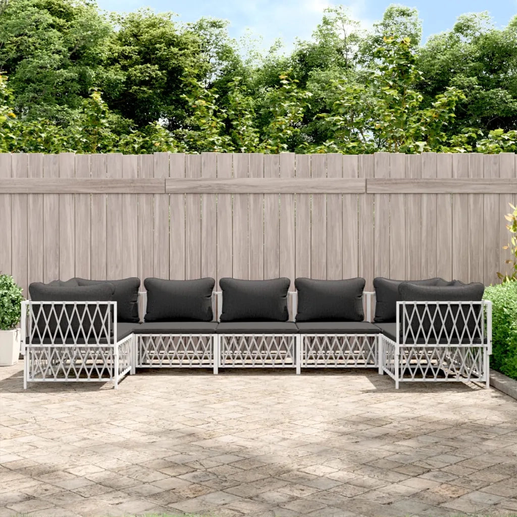 Set Divani da Giardino 7 pz con Cuscini in Acciaio Biancocod mxl 124533