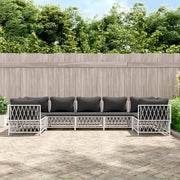 Set Divani da Giardino 7 pz con Cuscini in Acciaio Biancocod mxl 124533