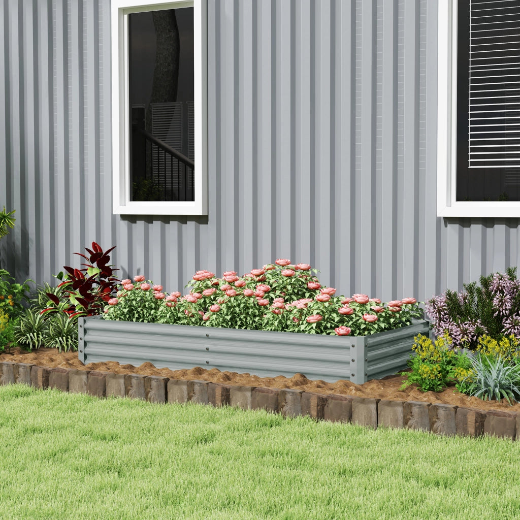 Letto da Giardino Rialzato ¨C Zephmum ¨C Grigio Argento Acciaio Galvanizzato 180x90x30 cm