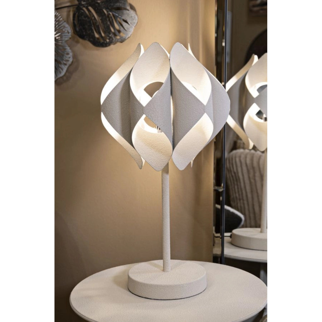 Lampada da Tavolo VKH763, Beige, Metallo, 28x28x57 cm