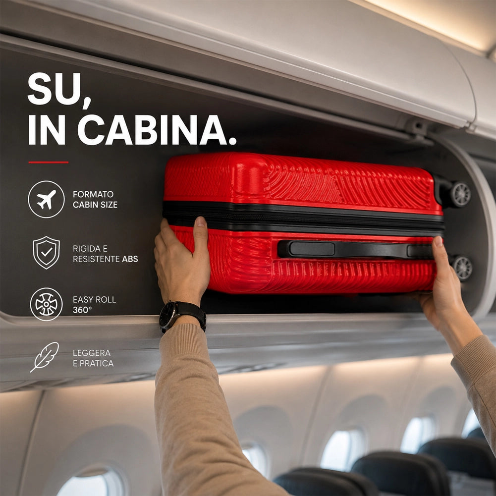Valigia Bagaglio a Mano 55x40x20 cm Rosso Trolley Ortega Adatto Ryanair Easyjet