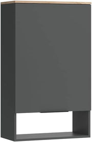 Credenza Wido, Antracite, con porta, adatto al montaggio a parete per bagno o cucina