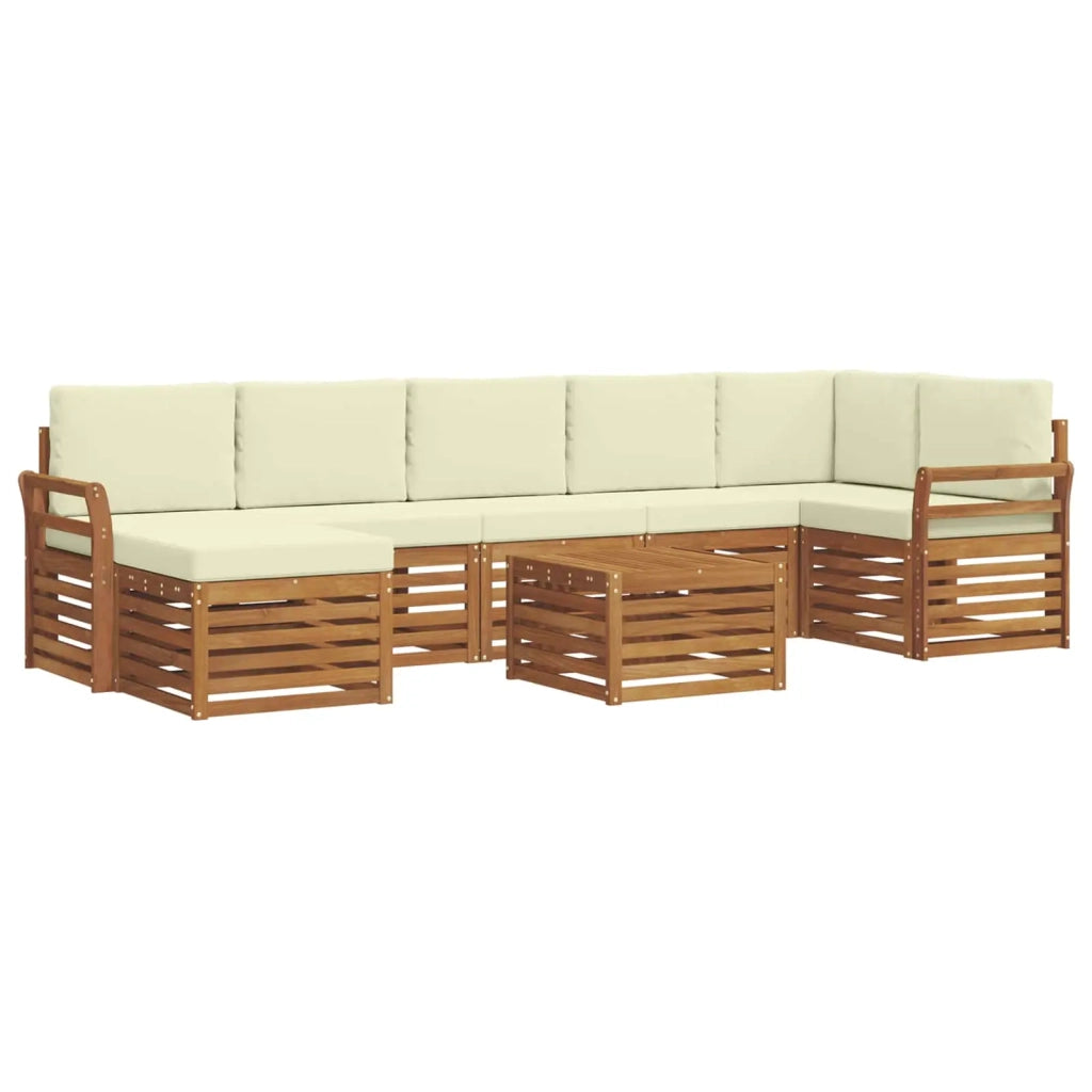 Set di divani da esterno con cuscino 8 pcs Naturale e Crema