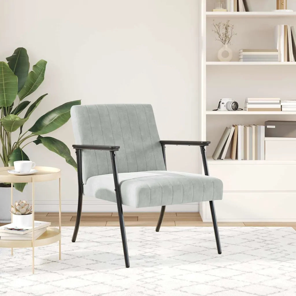 Poltrona-Divano Sedia-Poltroncina Grigio chiaro Velluto 441109