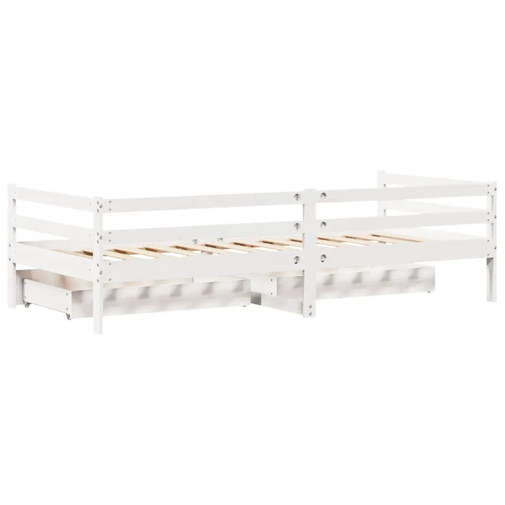 Letto singolo | Letto per adulti | Dormeuse con Cassetti 90x200 cm Legno Massello Pino