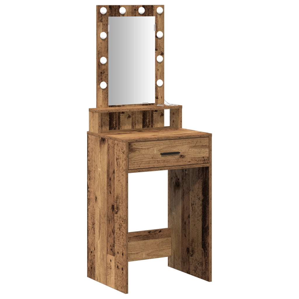Toletta  con luci LED Legno Vecchio 50x41x140 cm