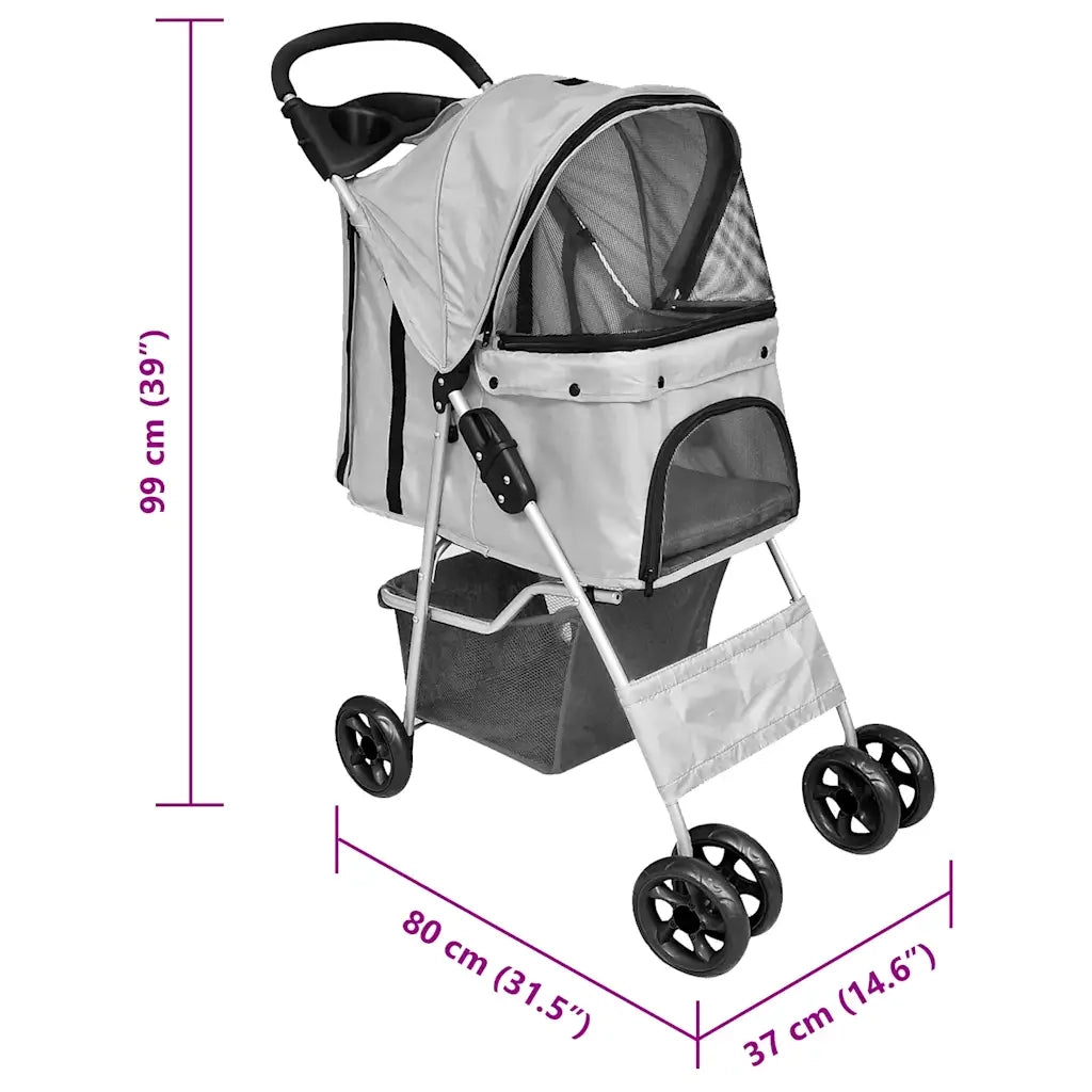 Passeggino per Cani/Gatti Pieghevole Grigio CFW2520317