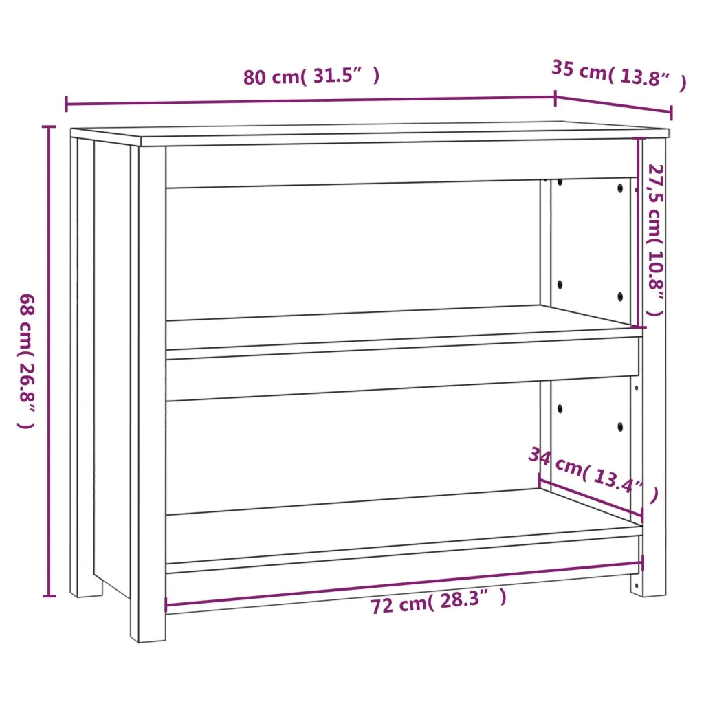 Libreria Nera 80x35x68 cm in Legno Massello di Pino 821678