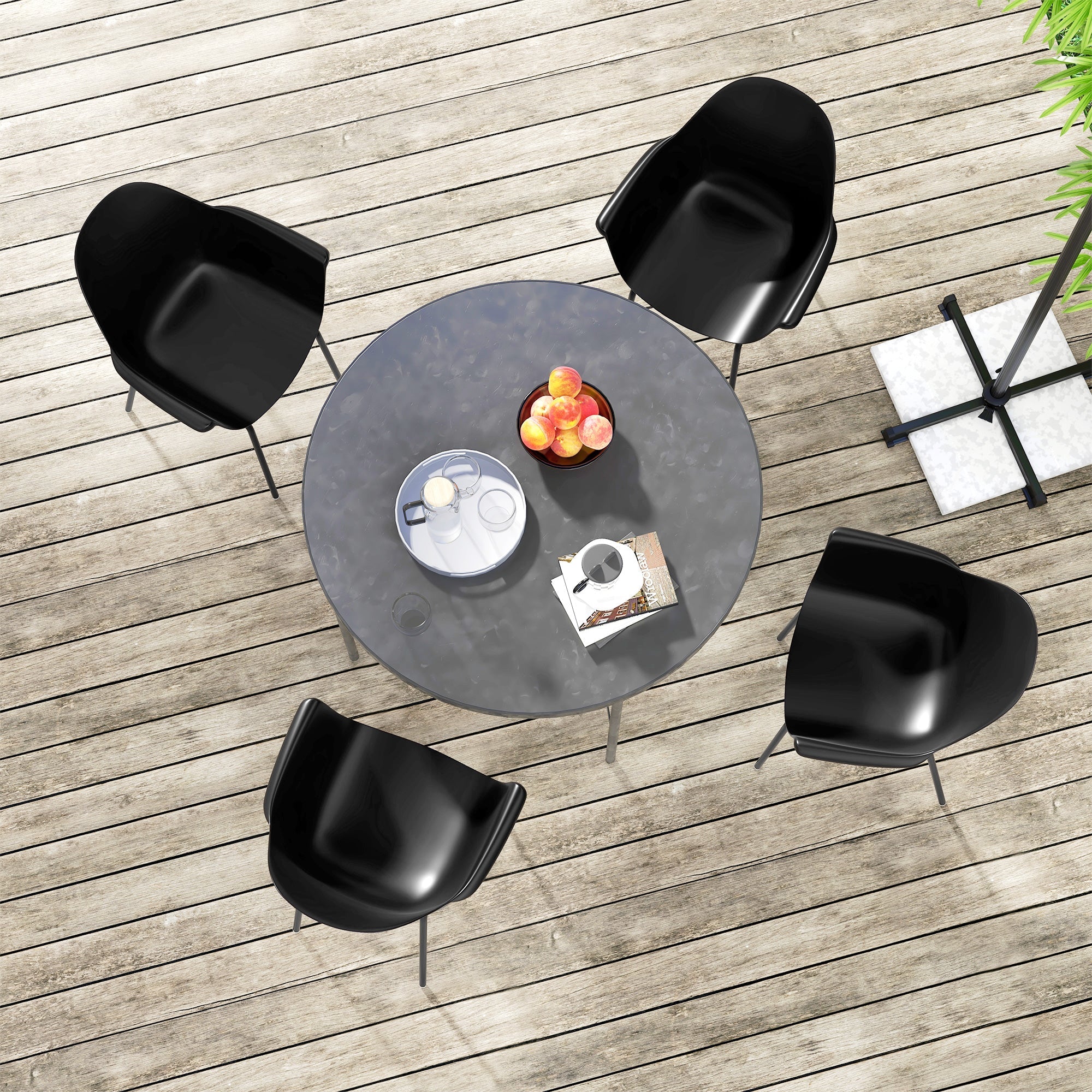 Set 4 Sedie Impilabili con Piedini Antiscivolo 59x55x84 cm in Plastica Nero