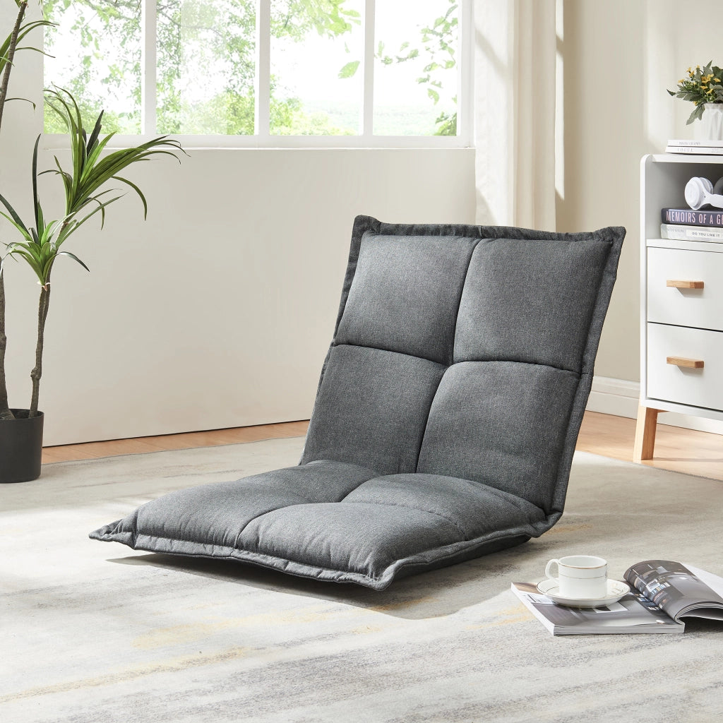 Set di 2 Sedie da Pavimento Deinze con Schienale Regolabile - Grigio Scuro [en.casa]