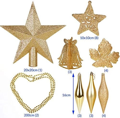 Deuba® Set Completo Palline Albero di Natale 102pz Ø 3-6cm Decorazioni Feste Natalizie Addobbi FESTIVITÀ Puntale Catena Perline
