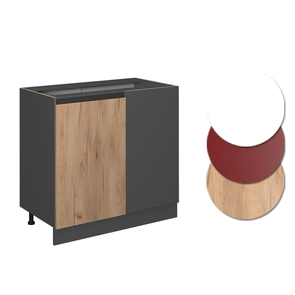 Mobile ad angolo cucina R-Line Rovere dorato/Antracite 86 cm Forma a J, senza piano di lavoro Vicco
