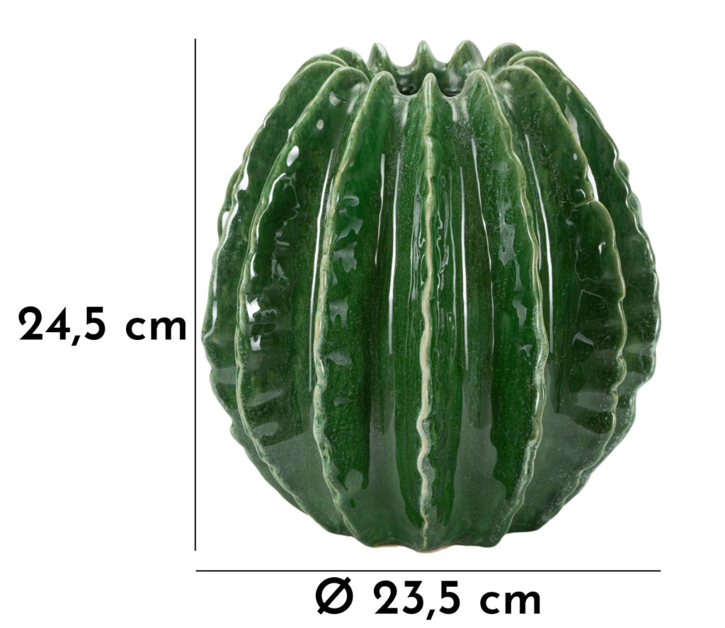 Vaso Cactus Ball Ø23,5x24,5 cm in Ceramica Verde