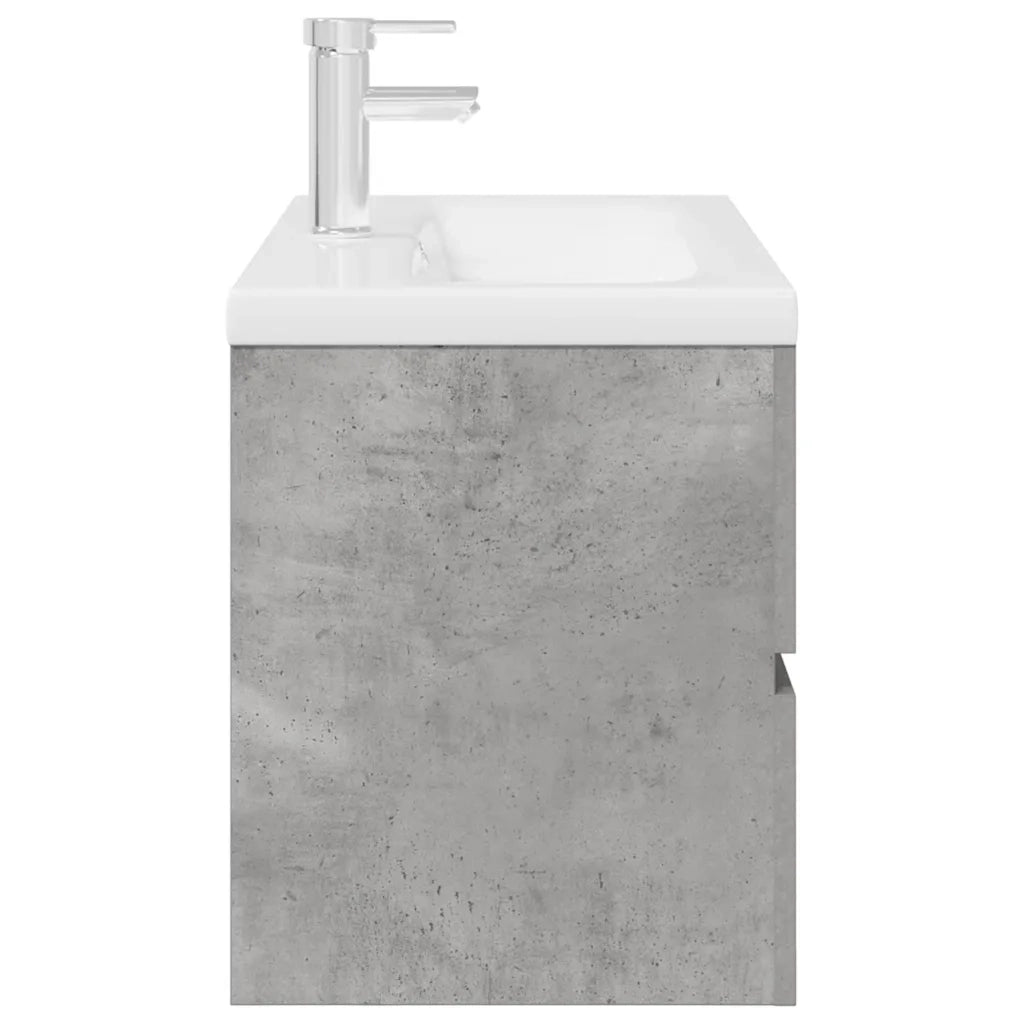 Set Mobili da Bagno 2 pz Grigio Cemento in Legno Multistrato