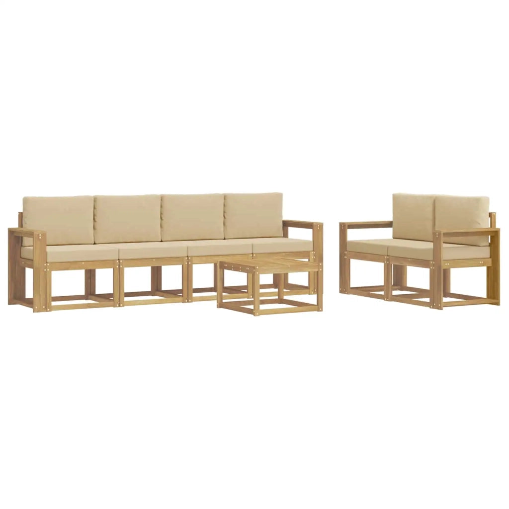 Set di divani da esterno 7 pz Bianco e Beige 3387287