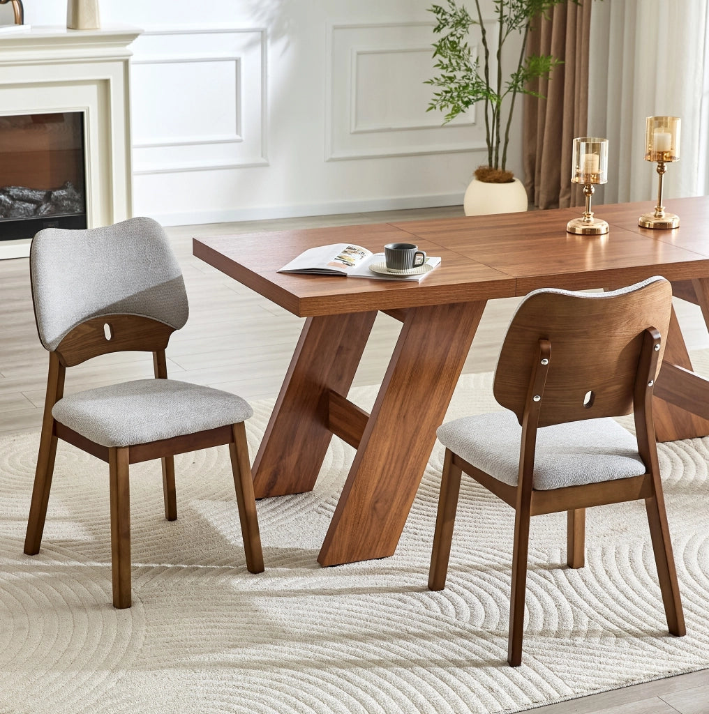 Set di 2 sedie da pranzo 95.5x36.0x54.0 cm con schienale a farfalla in legno di caucciù grigio