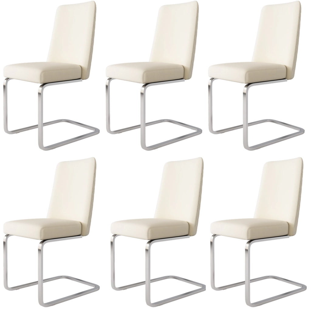 Set di 6 sedie da pranzo in velluto beige con gambe argento