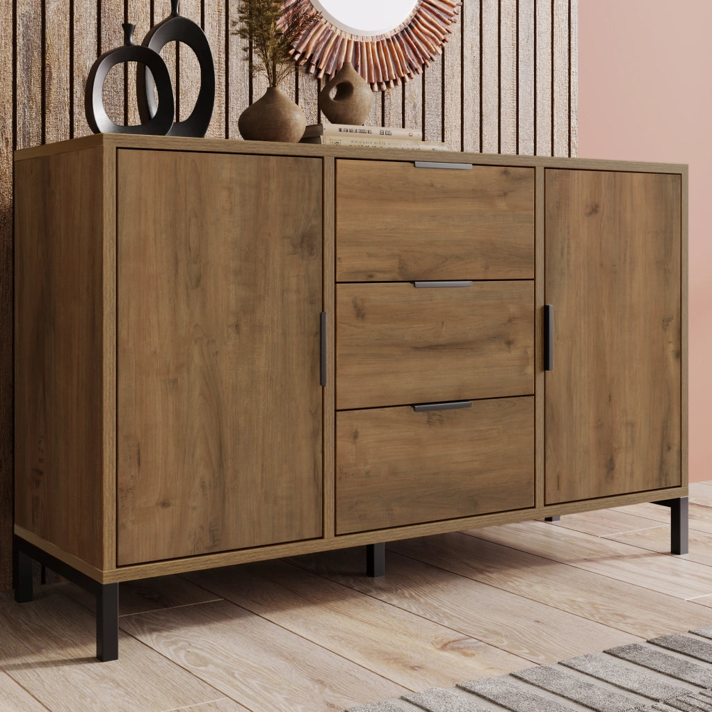 Cassettiera con Ante e Cassetti ¨C MINIMAL ¨C Rovere Scuro 120x40x76