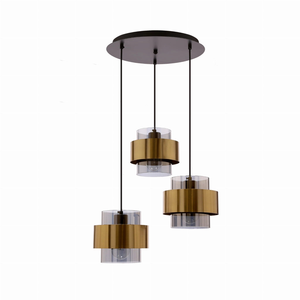 Lampadario Candellux Spiega 3 luci E27 nero ottone