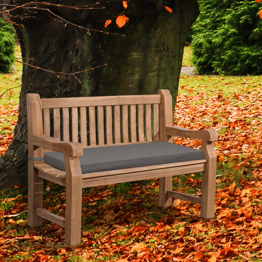 Panchina da Giardino in Teak Jackson con Cuscino grigio scuro,106x48x8 cm