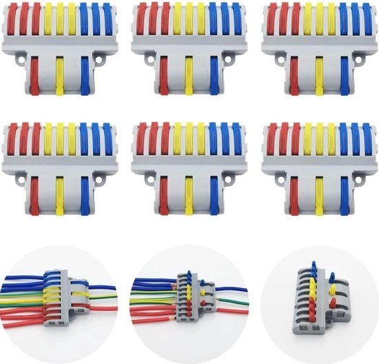 6 pezzi di connettori a filo compatti per la manopola del cambio 3 in 9 out blocco di connettori elettrici - SPL-93