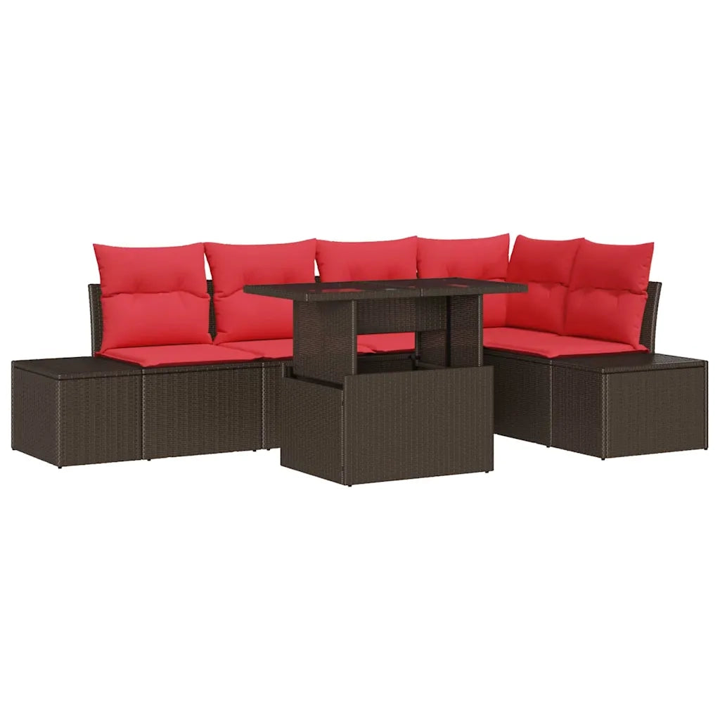 Set Divano da Giardino 6 pz Marrone polyrattan 3357927