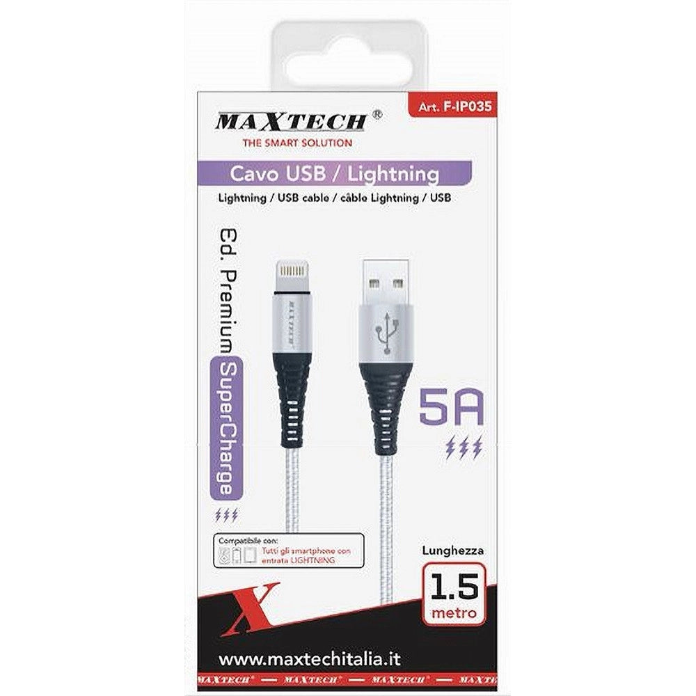 Trade Shop - Cavo Per Trasmissione Dati Ricarica Usb/lightning 5a 1.5 Mt Super Carica F-ip035 -