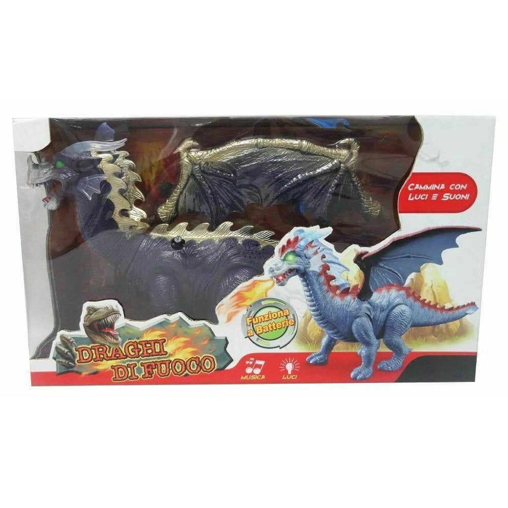 Trade Shop - Draghi Di Fuoco Dinosauro Cammina Con Luci Suoni Giocattolo Gioco Bambini -