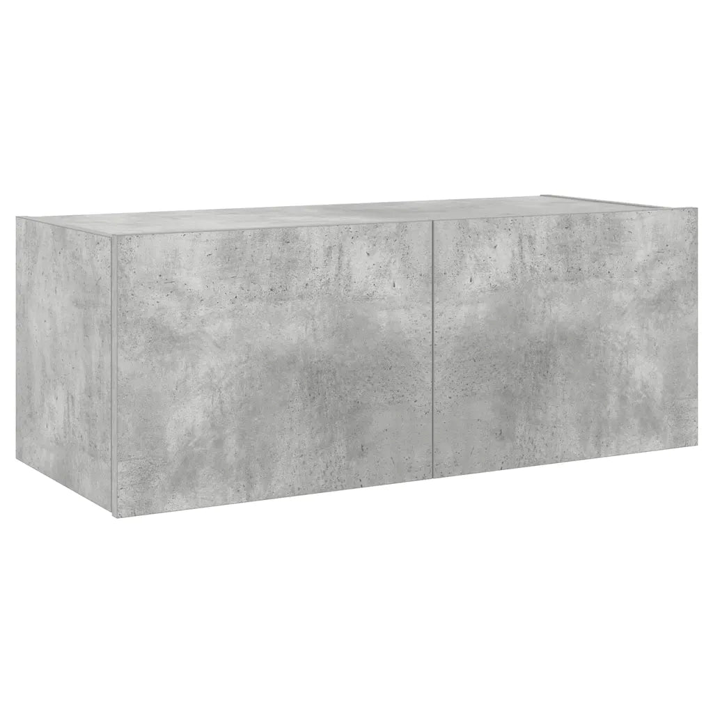 Mobile TV a Parete con Luci LED Grigio Cemento 80x35x31 cm 837287