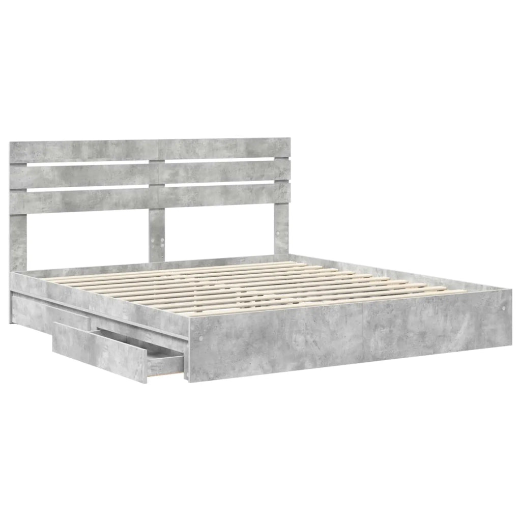 Letto con Contenitore con testiera Grigio cemento 200 x 200 cm