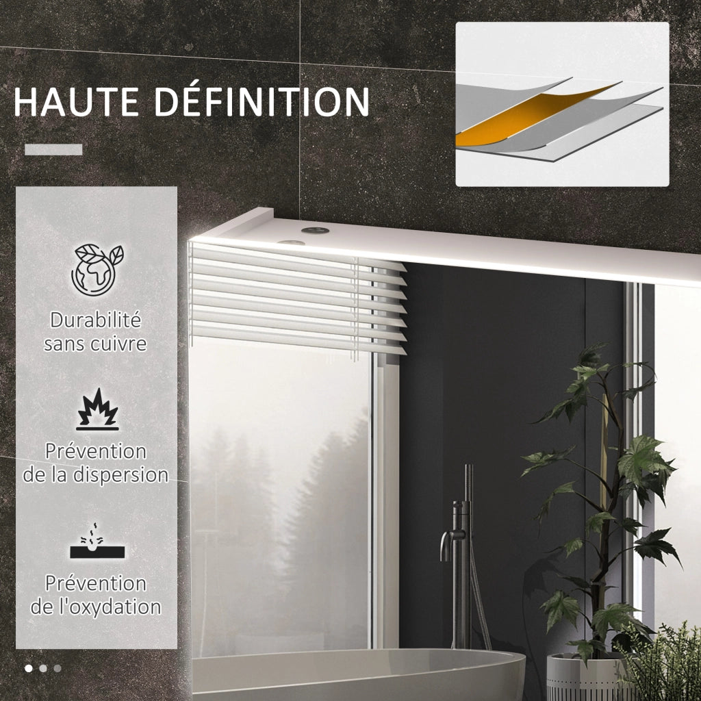 Armadietto Specchio LED per Bagno ¨C zephmum ¨C Bianco 90x15x70 cm