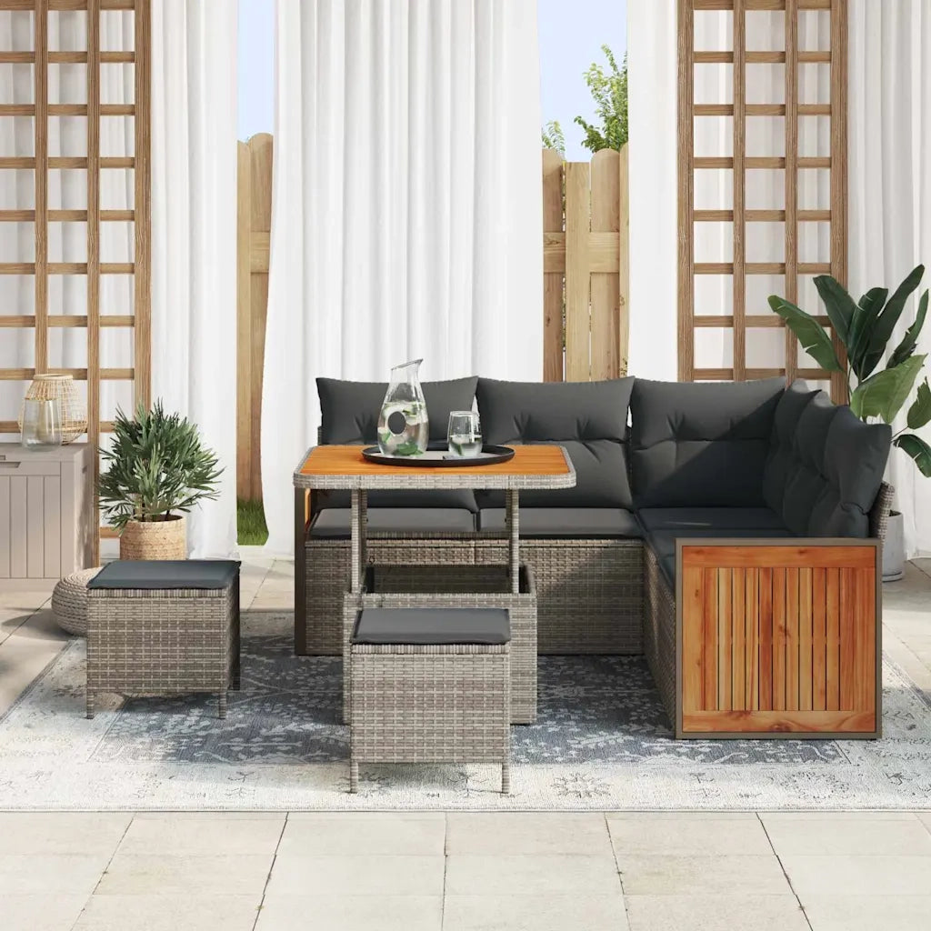 Set Divano da Giardino con cuscino 9 pcs Grigio polyrattan 3365253