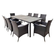 Salone da giardino ZORELIA 8 posti marrone e beige con grande tavolo e sedie