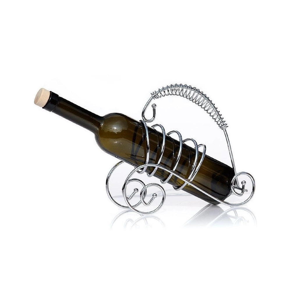 Trade Shop - Portabottiglia Porta Bottiglia Vino In Metallo Cromato Supporto Design -