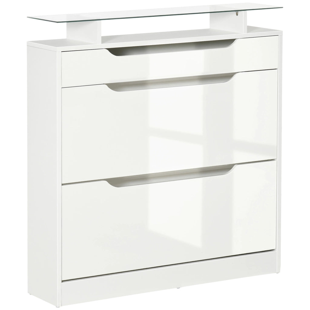 Armadio per scarpe con cassetti ¨C zephmum ¨C 89x23x96 cm bianco