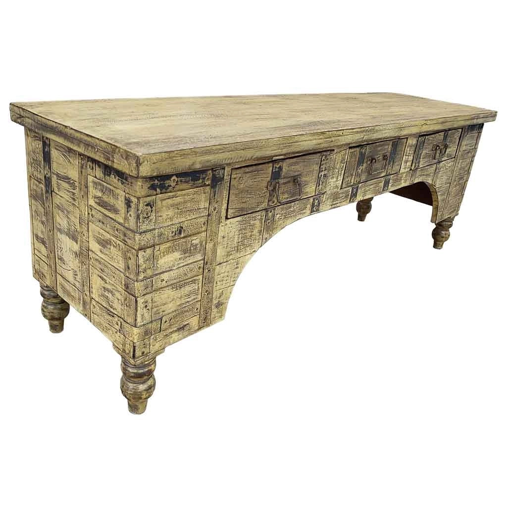 Mobile basso artigianale in legno 165-175x45x57h cm