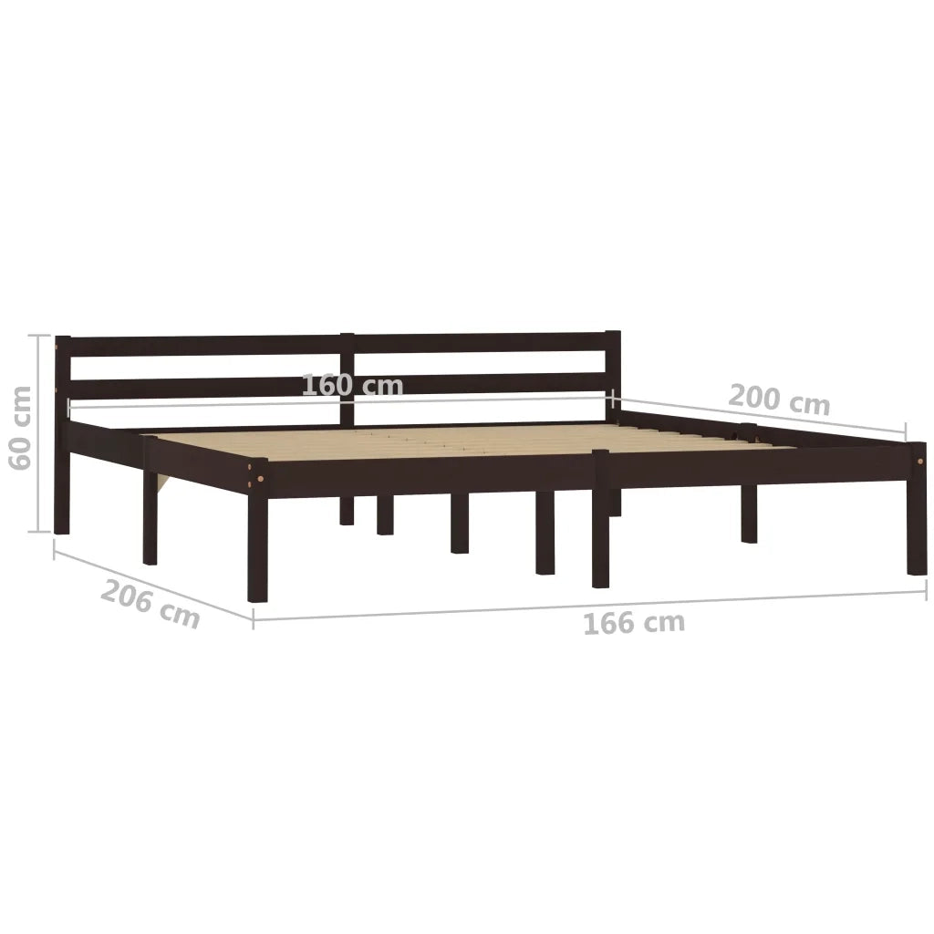 Giroletto senza Materasso Marrone Scuro 160x200 cm Legno Pino 283206