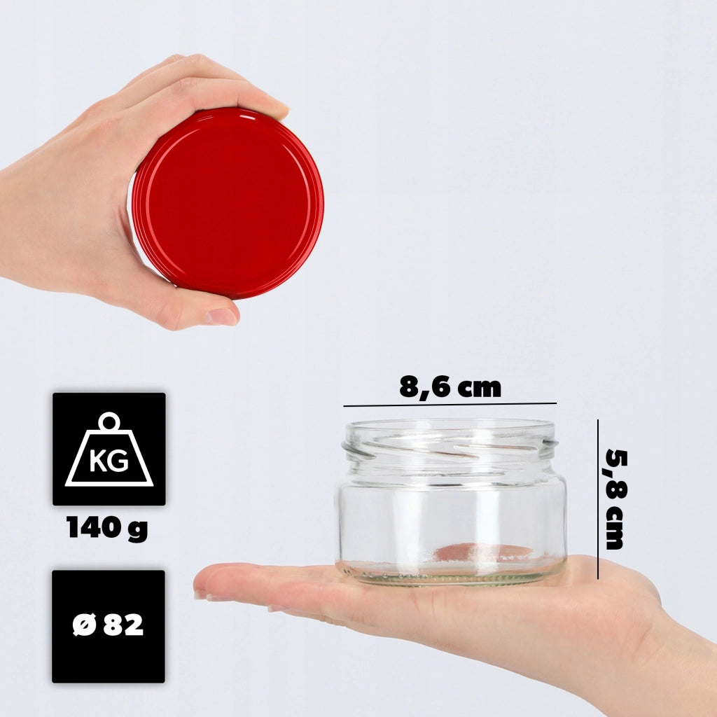 Barattoli per conserve KADAX Denia 250 ml 50 pezzi 82 mm + coperchio rosso