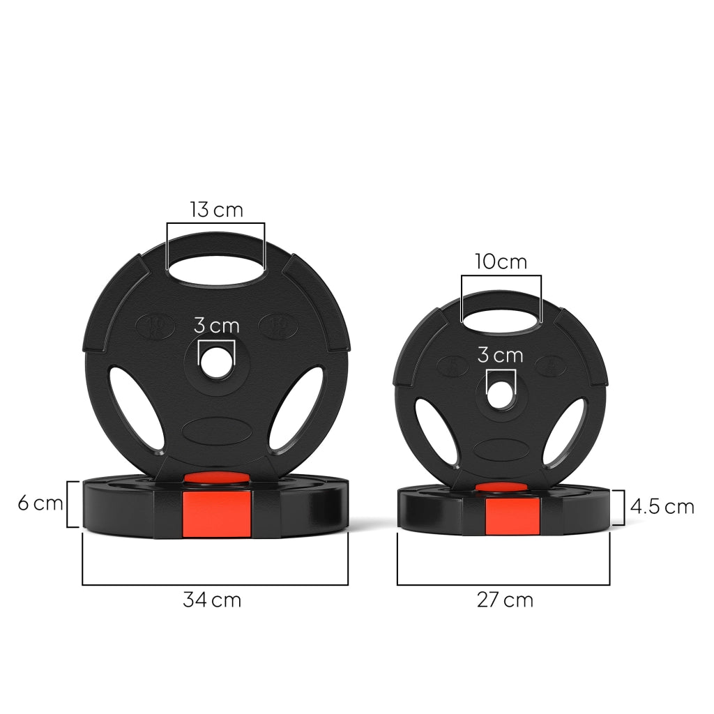 Kit Pesi con 2 Dischi da 10 kg e 2 Dischi da 5 kg in Polipropilene e Sabbia, ?34x6 cm e ?27x4.5 cm, Nero