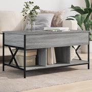 Tavolino Salotto-Tavolino da soggiorno-Tavolo Grigio Sonoma 100x55x50 cm Multistrato Metallo