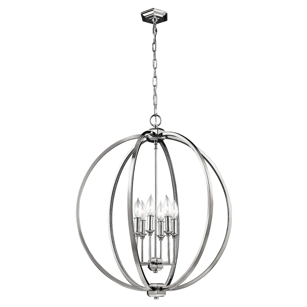 Lampadario Classico Corinne Acciaio Nichel Lucido 6 Luci E14