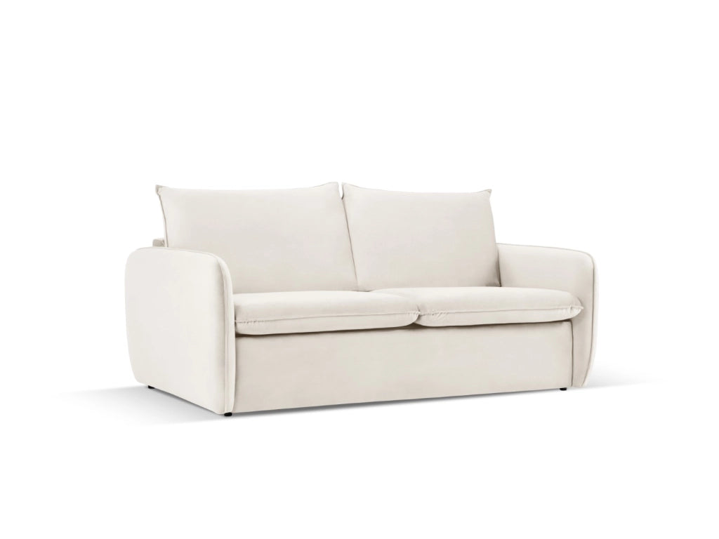 Cosmopolitan Design - Divano convertibile "Vienna" 2 posti in velluto beige chiaro 